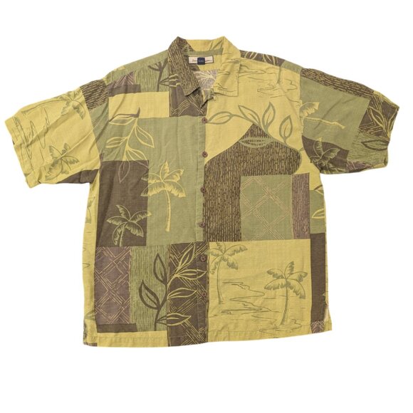 TOMMY BAHAMA 100% Silk Bird of Paradise Shirt L Button Down Short-Sleeve Green - Picture 2 of 11